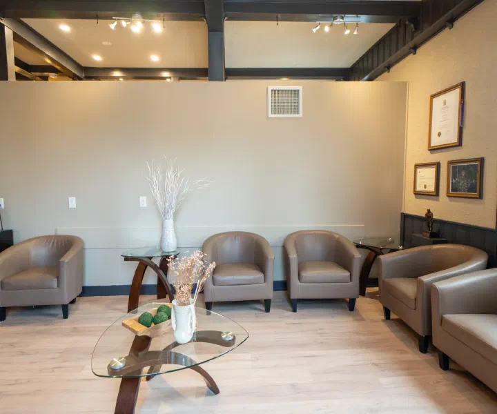 Seating and open floor space in the Cookstown Dental Centre waiting area