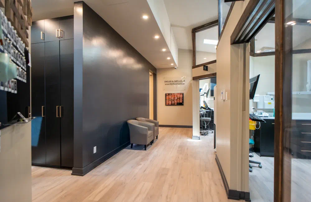 Modern corridor with private treatment rooms at Cookstown Dental Centre