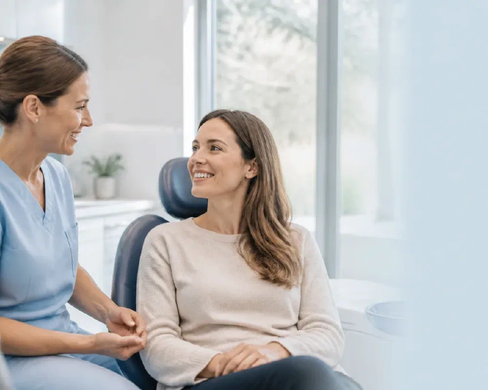 Patient having an initial dental consultation