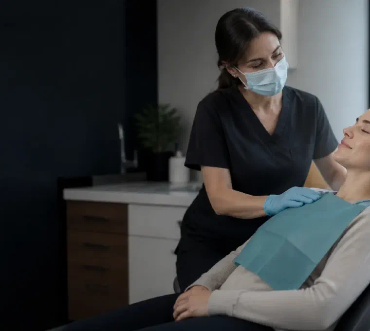 A patient receiving gentle, supportive dental care