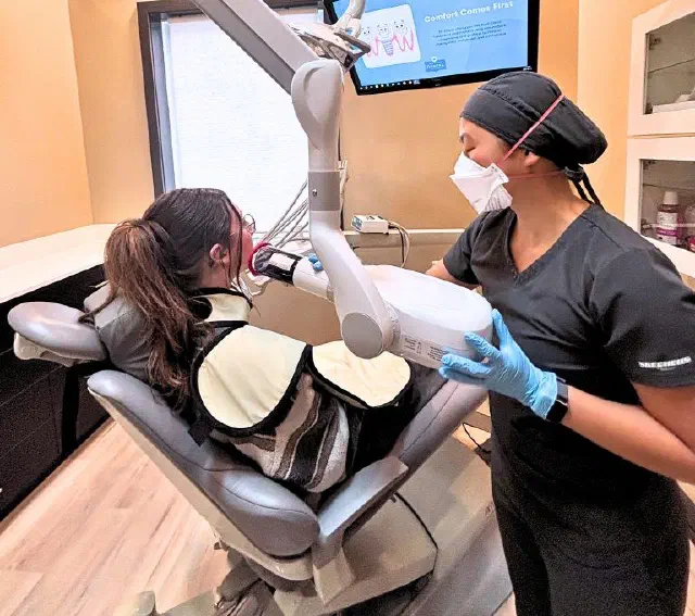 A digital dental X-ray sensor and computer display