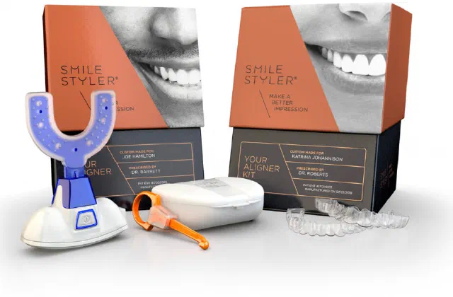 Clear dental aligners used with SmileStyler technology
