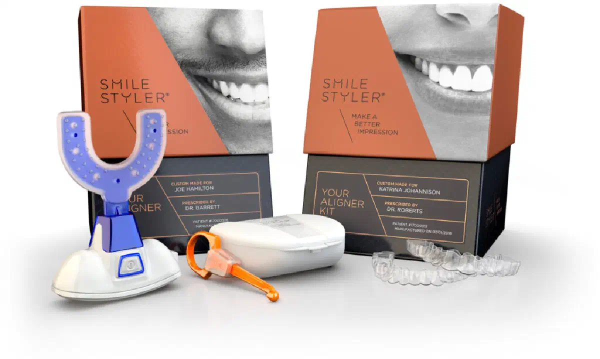 Clear dental aligners used with SmileStyler technology