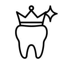 Tooth with a crown representing porcelain dental restorations