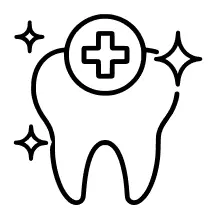 Tooth with medical cross indicating emergency dental services
