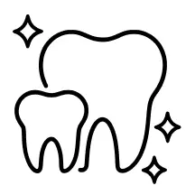 Large and small tooth icon representing child and family dental care