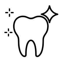 Bright shining tooth icon representing in-office teeth whitening